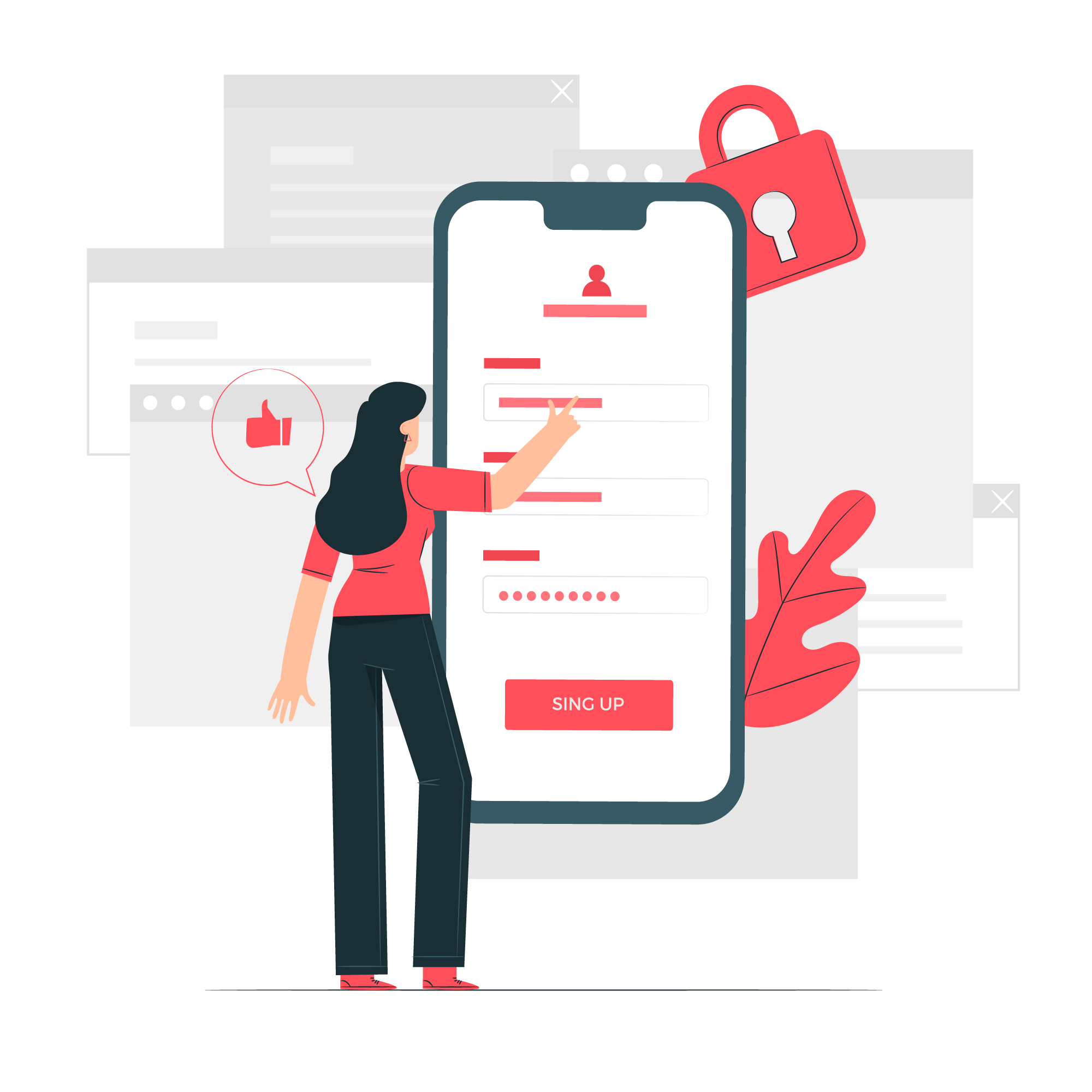 Registering on mobile vector image